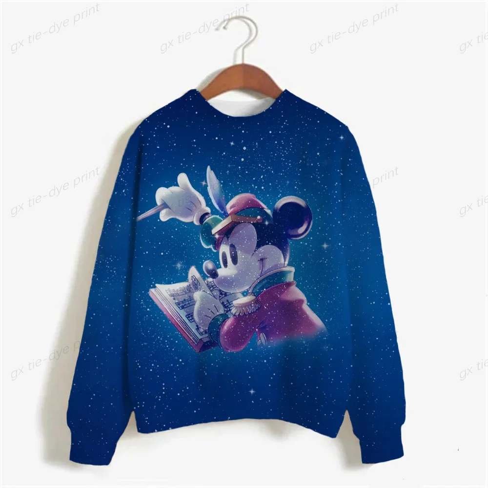 Ladies 3D O Neck Sweatshirt Casual Loose Hoodie Harajuku Aesthetic Streetwear Disney Mickey Mouse Sweatshirt Korean Pop