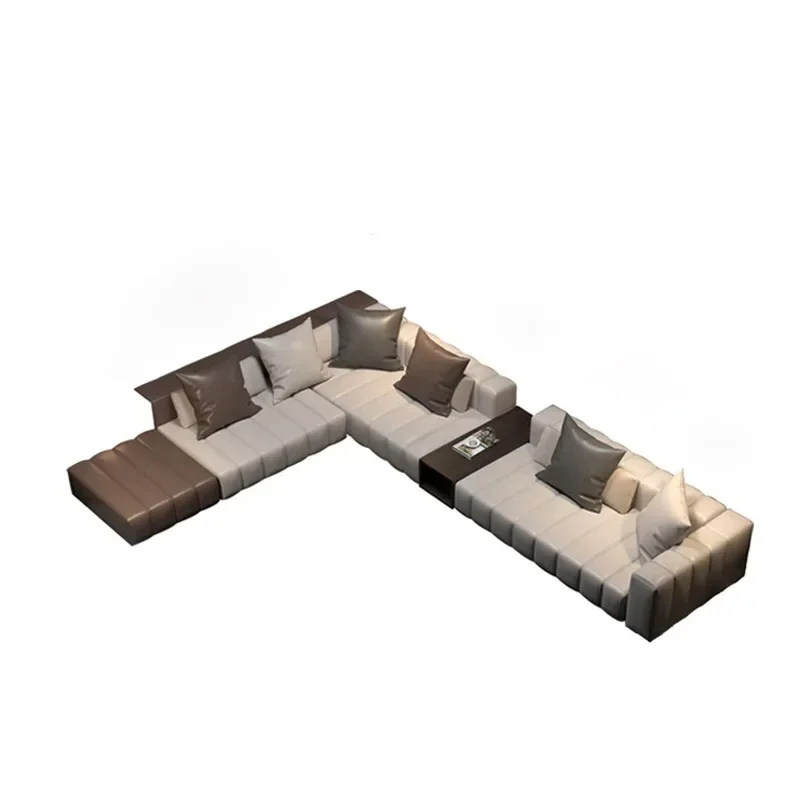 

Коровья кожа, современная простая большая квартира, гостиная, комбинация элитного класса