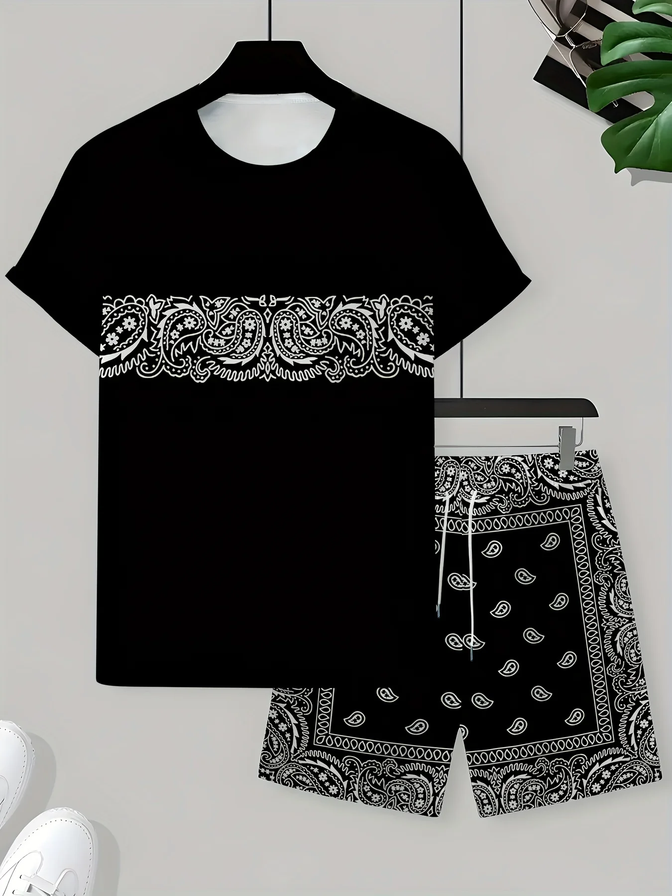 

2025 New Trend Street Hip Hop Comfortable Men's Suit Quick-Drying 3D Printing Top Plus Bottom Two-piece Set