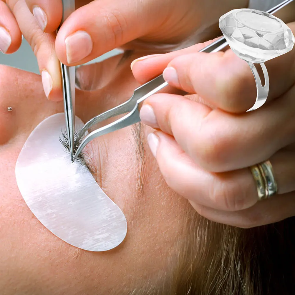 

Crystal Eyelash Glue Holders Stainless Steel Rings Reusable Tattoo Pigment Cups Lash Adhesive Tools Beauty Hygienic