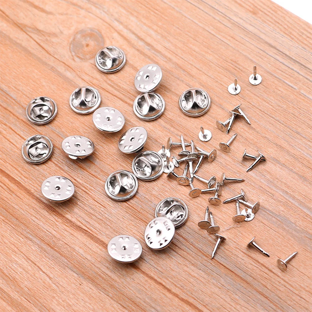 

100set Pin Backs For Brooch Clasps Lapel Pins Tie Tacks Insignia Clutch Diy Jewelry Making Craft Supplies Alloy Fastener