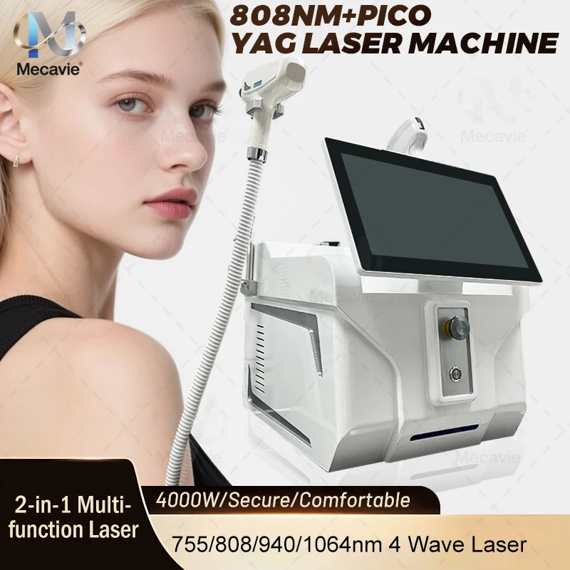 

2026 NEW 4000W 2-in-1 Soprano Titanium Ice Platinum 755 808 940 1064nm 4 Wavelength Painless Hair Removal Diode Laser Machine