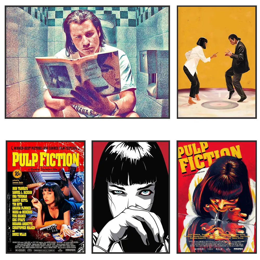 Pop Street Art Graffiti Poster Aesthetics Classic Movies Pulp Fiction Canvas Painting Wall Art Home Gallery Room Decor Bar Cafe