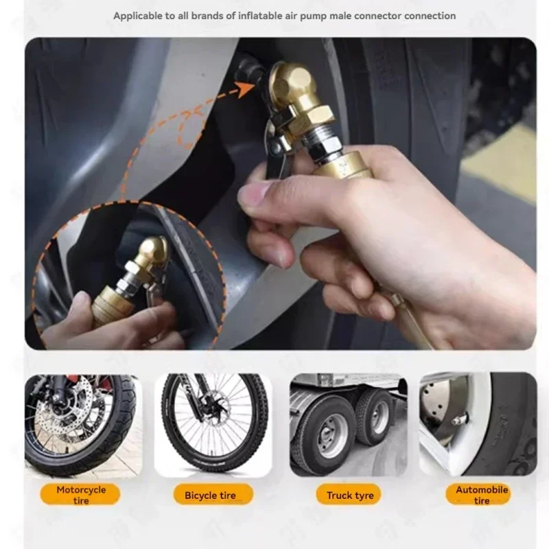 Tire Inflation Clamp Connector Round Head Chuck  for Air Compressor with Deflation Function for Quick Tire Inflation