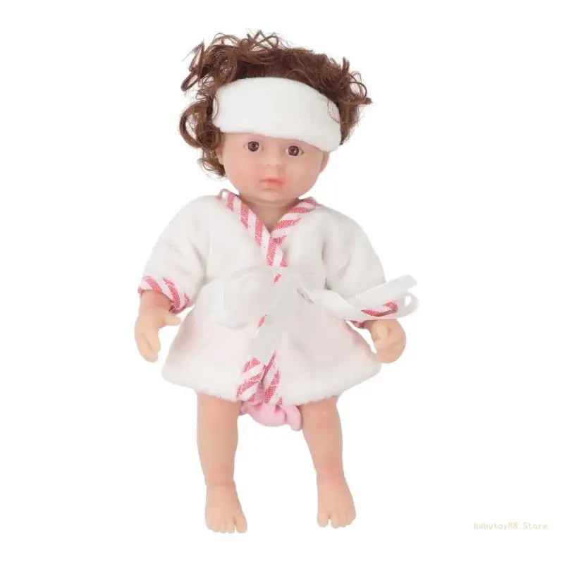 

Y4UD Mini Reborns Soft Silicone Girl Life Like SleepingDoll that Looks Real 15cm