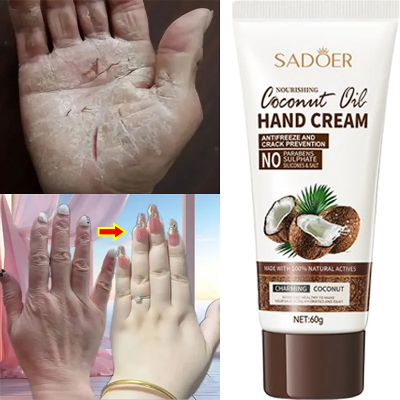 

Anti-Wrinkle Hand Cream Anti Crack Coconut Oil Drying Repair Serum Fade Fine Lines Exfoliating Whiten Moisturizing Skin Care 60g