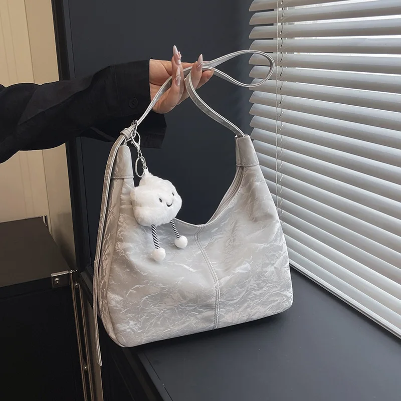 

2025 Lightweight Tote Bag - Soft Velvet Shoulder Purse for Women, Large Beige Crossbody Bag with Premium Texture
