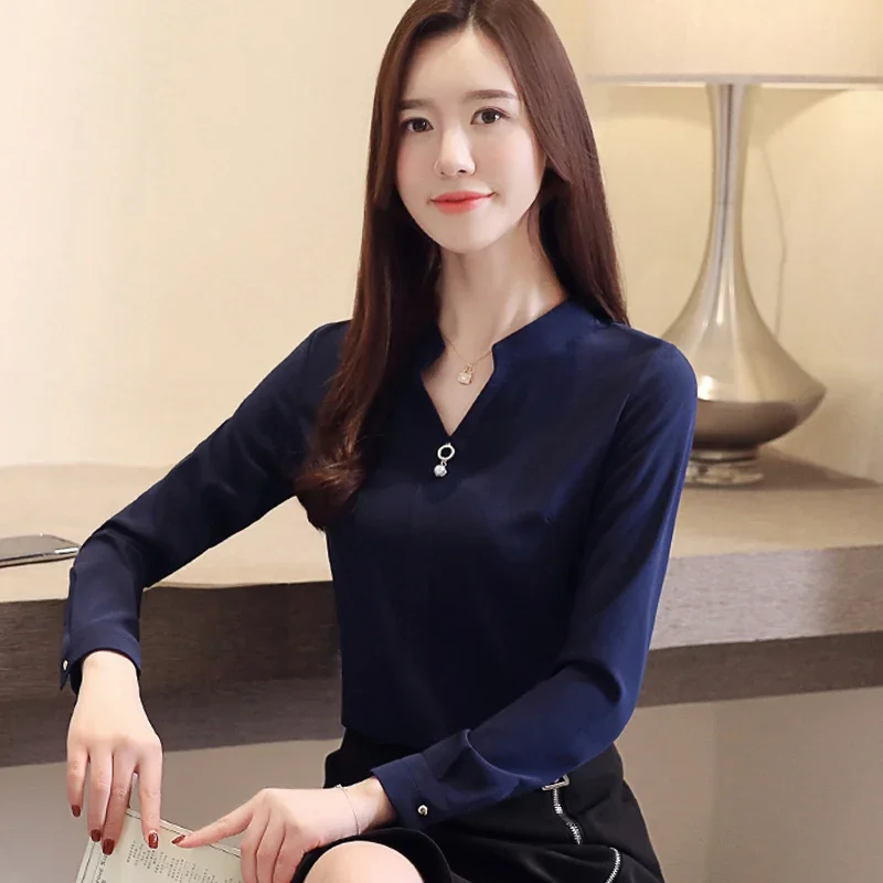 Fashion Long Sleeve White Blouse Women Blusas Mujer De Moda 2024 V-Neck Office Lady Blouse Shirt Women Tops Blouses Shirts A893