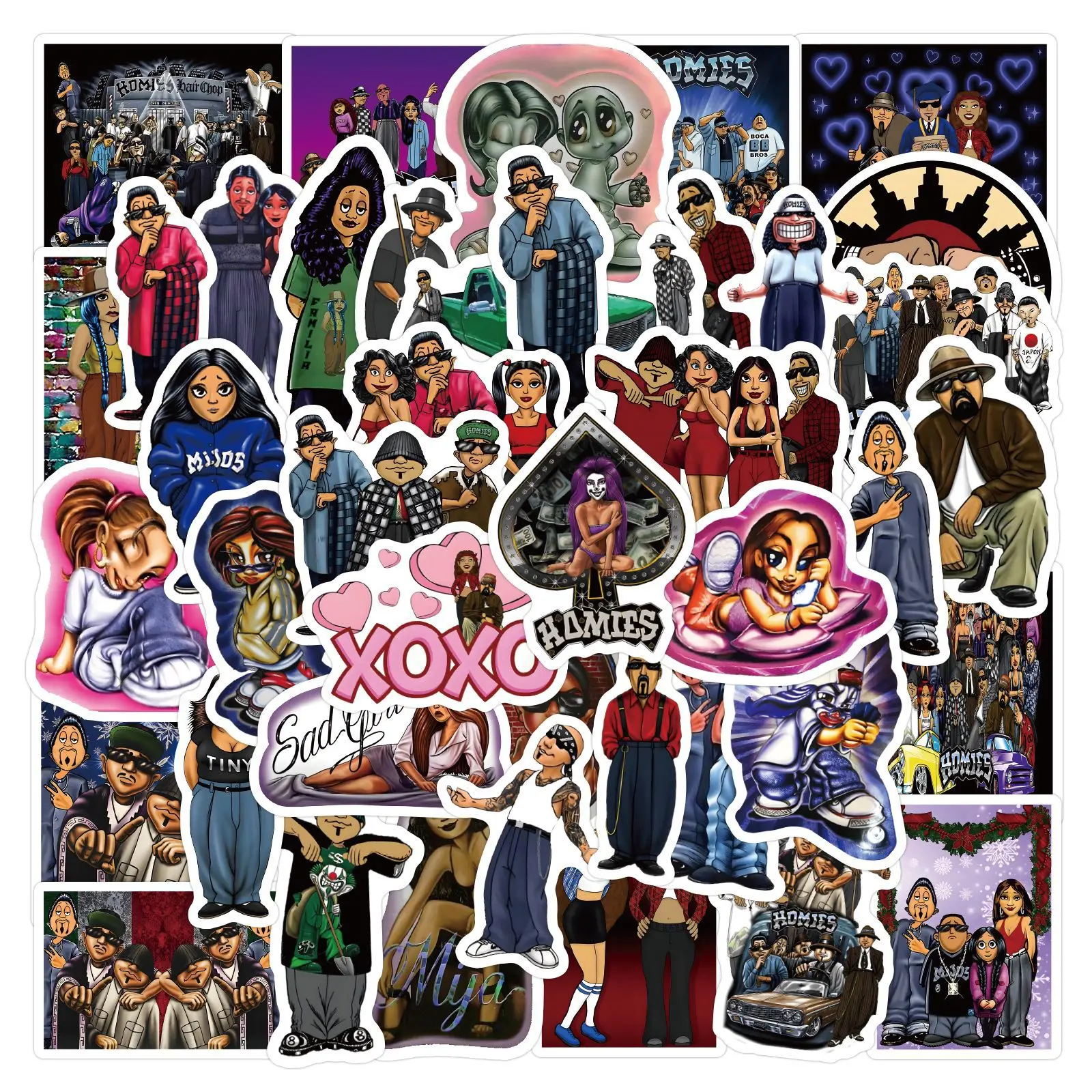 60 Stück Cartoon Rap Greeting Homies Lustige Bruder-Freunde Cartoon-Aufkleber DIY Handy Laptop Gepäck Skateboard Graffiti-Sticker