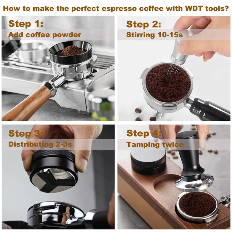 3 PCS Espresso Dispensing Tool Spring-Loaded Coffee Tamper As Shown With Flat Base For 58Mm Portable Filters