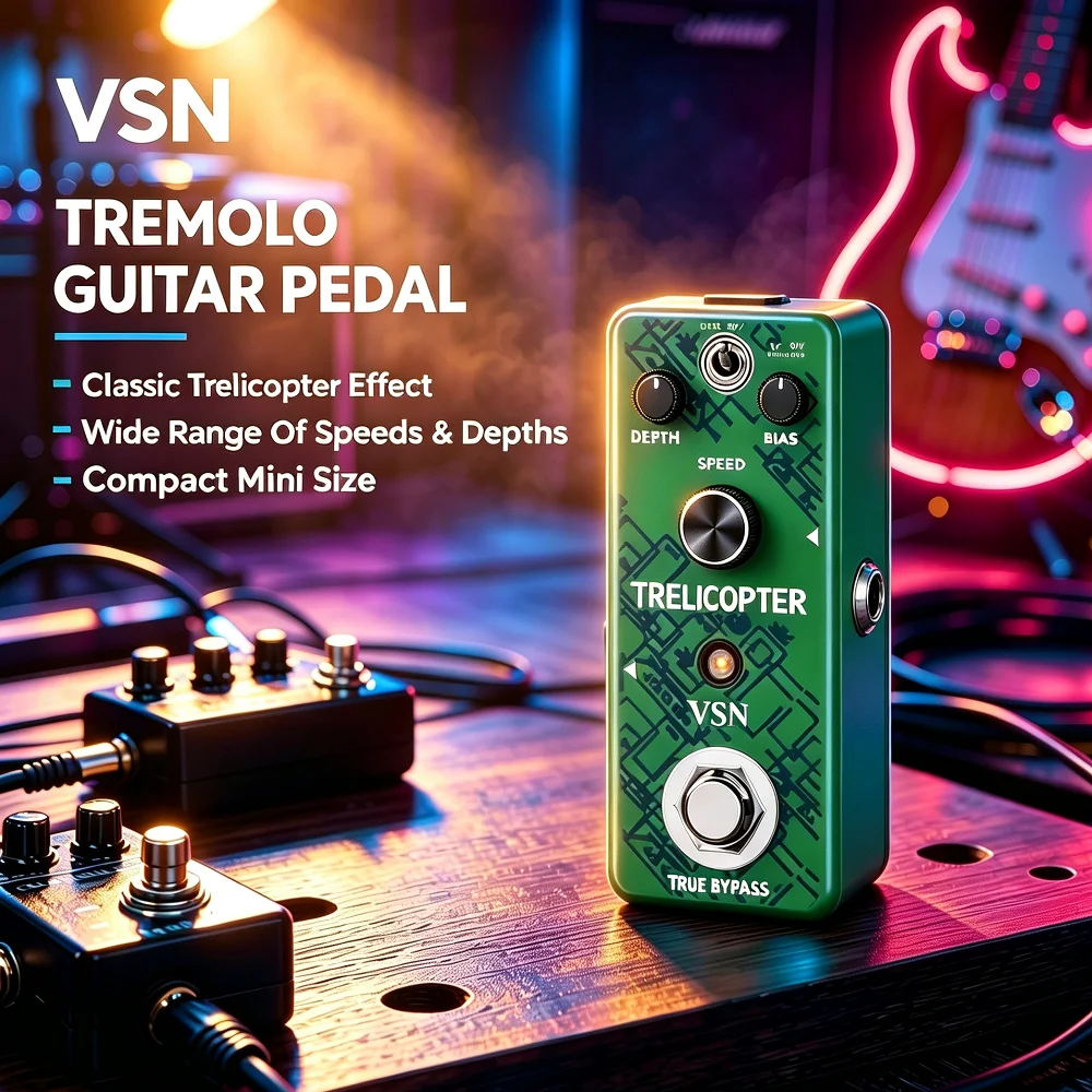Guitar Tremolo Effects Pedal Guitar Trelicopter Pedals Classic Optical Tremolo Tone Mini Size With True Bypass LEF-327