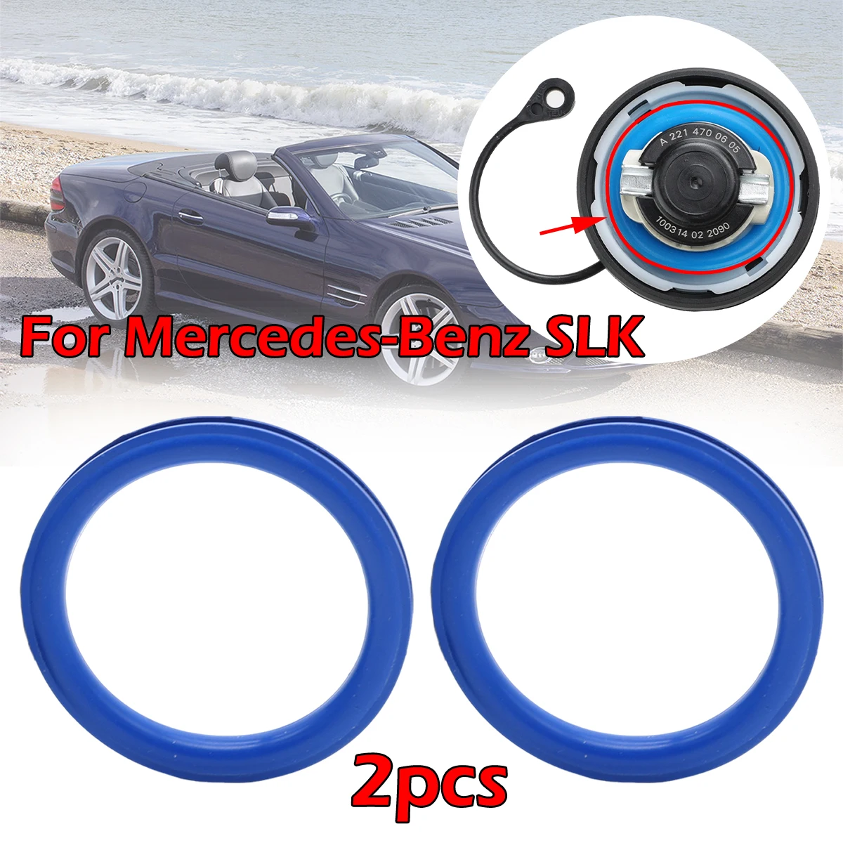 

2Pcs For Mercedes-Benz SL R230 SLC SLK R172 SLK R171 SLR Gas Cap Fuel Seal Tank Cover Neck O-ring Rubber Gasket Washer V Shape