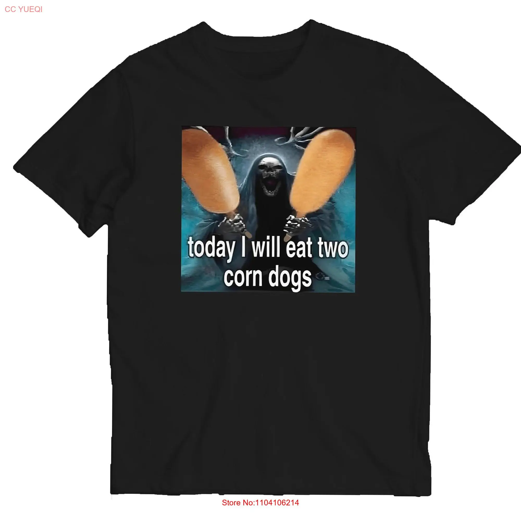 Today I Will Eat Two Corndogs Meme T shirt corndog grimreaper tee viral tees long or short sleeves