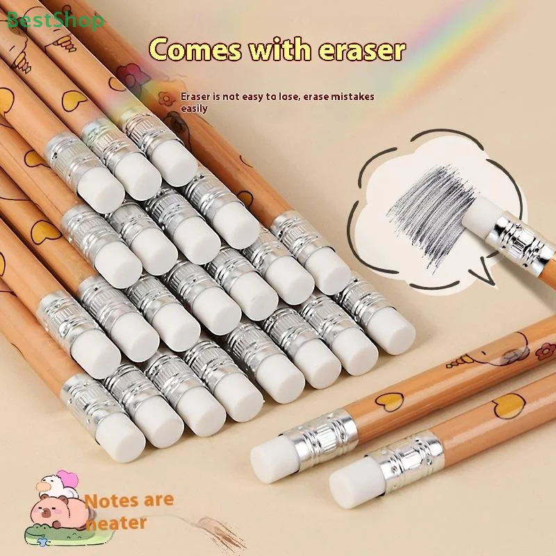 

30pcs Kawaii Capybara Pencils Sketching Drawing Pencil With Eraser Unpointed School Office Students Stationery Supply Pencil
