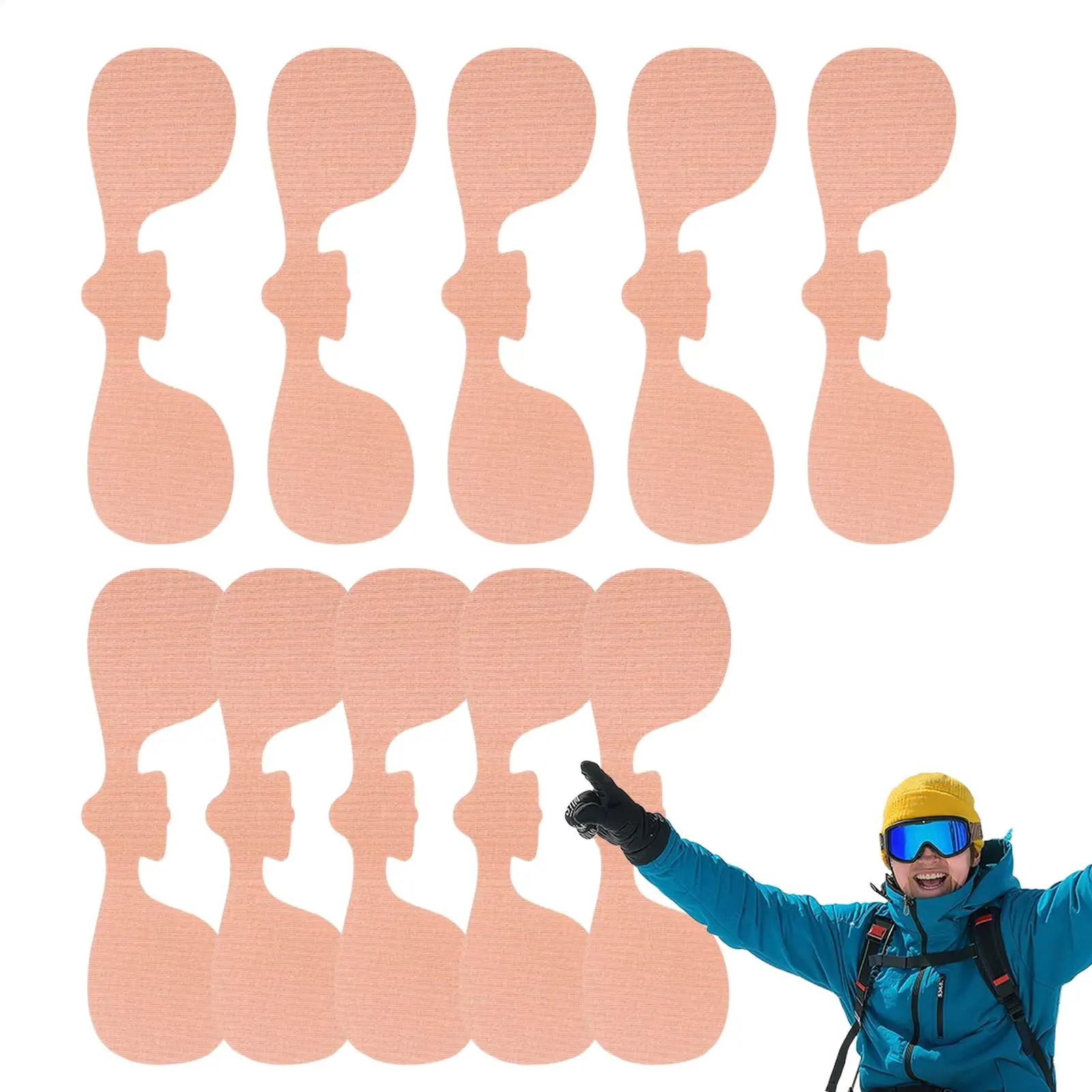 

10 шт. наклеек для лица для активного отдыха, защита от мороза, для зимних видов спорта, катания на коньках, ветрозащитная защита лица, кинезиологическая защита от УФ-излучения