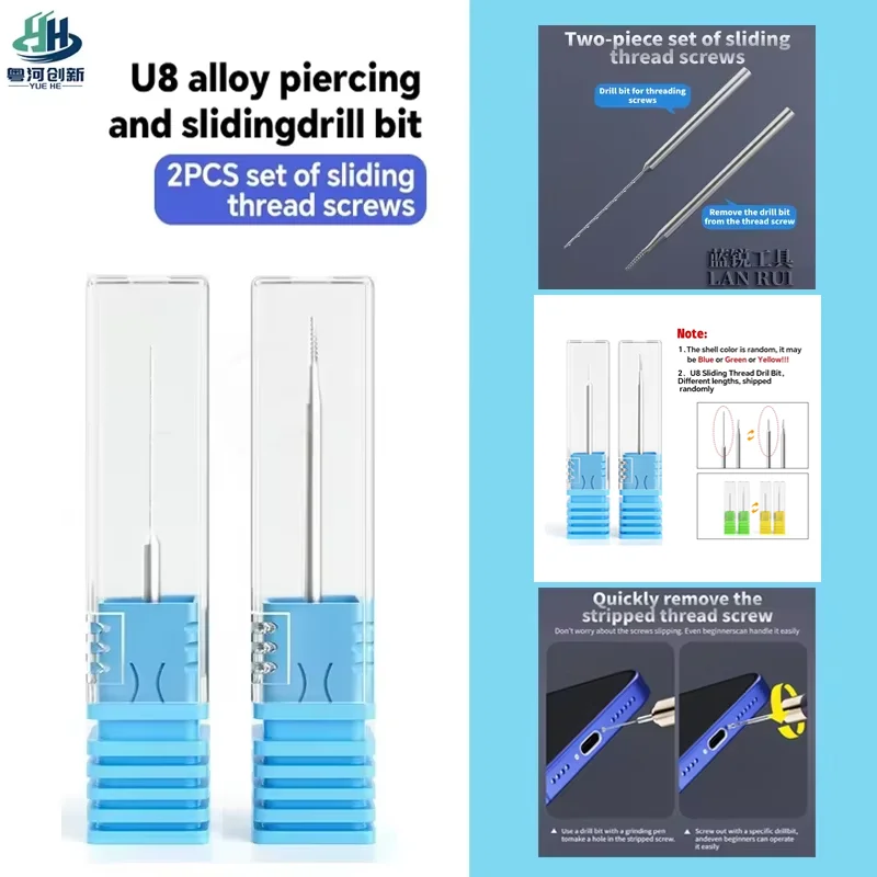 Lanrui Alloy Sliding Thread Drill Bit 2Pcs Set for Stripped Screw Removal Easy Reverse Out Damaged Screws Tools U8