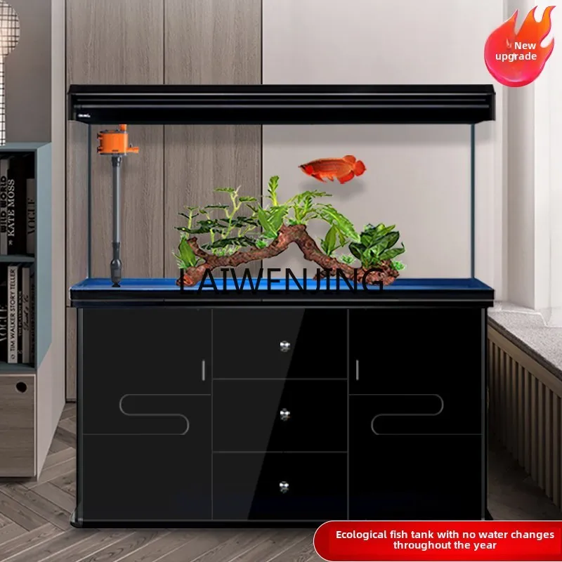 

HLZ large and medium-sized fish tank aquarium with bottom cabinet household living room free of water change