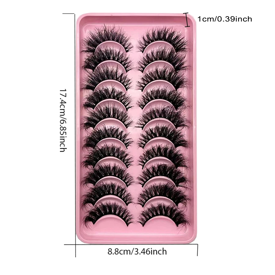 10ペアのつけまつげ 8D 超厚ふわふわまつげ キャットアイ効果 ふわふわで鮮やかなアイライナー用のエクステンデッドメイクアップ