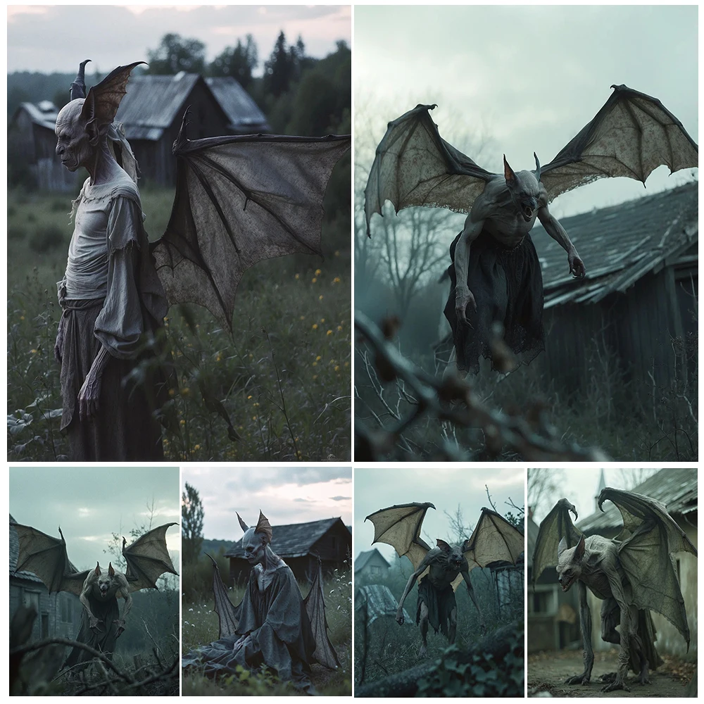 

Mutated Bat Monster,Abstract Wall Art Canvas Painting,Horrible Vampire Creature Art, Poster And Print For Living Room Decoration