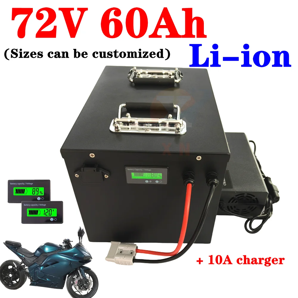 ad alta capacità 72v 60Ah li-ion no 72v 80ah batteria al litio per 3000w della bicicletta della bici triciclo camper inverter +