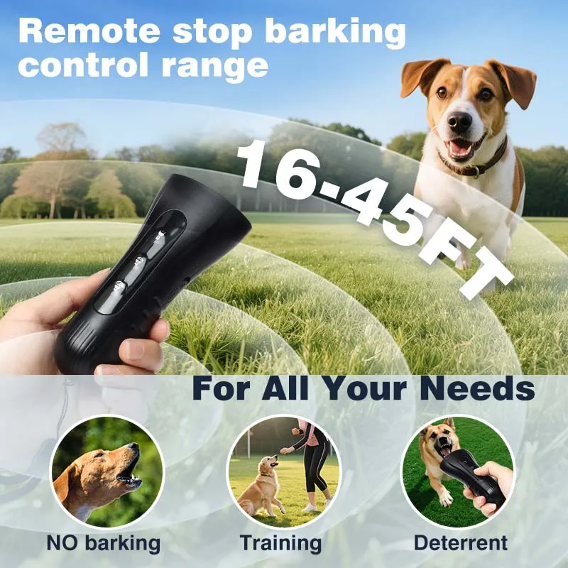 

2025 NEW Pet Dog Repeller Ultrasonic Dog Training Device Rechargeable Anti Dog Bark Deterrent Device with LED Dogs Accessories