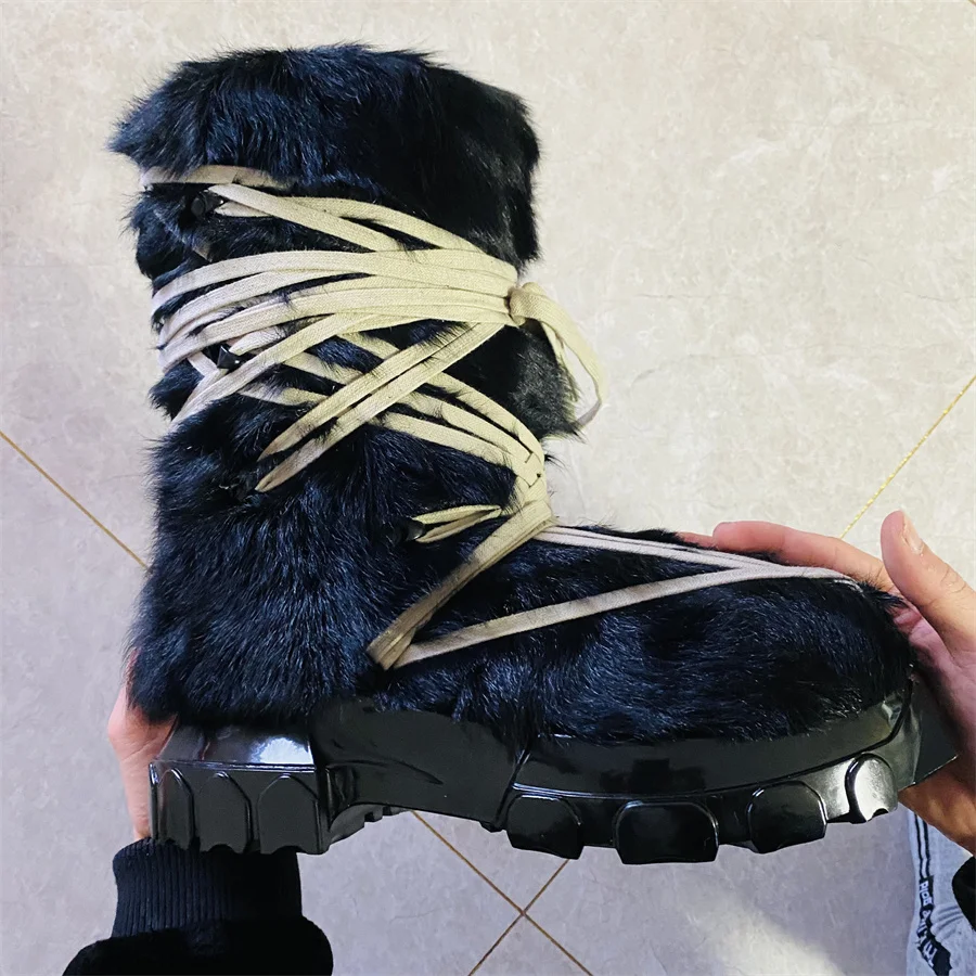 High Top Real Fur Octopus sole exclusive Handmade Winter Snow Boots