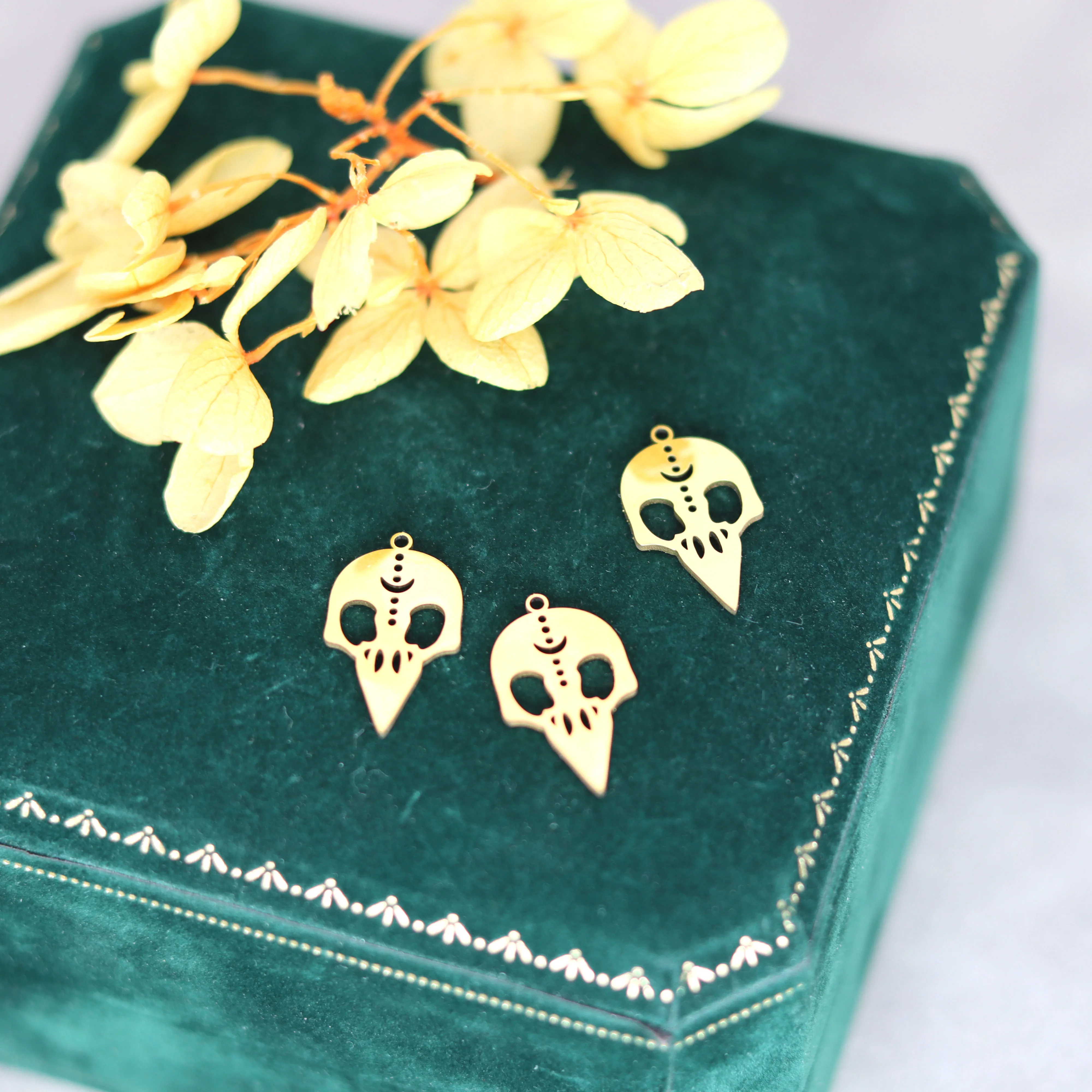 3 قطعة نورس الآلهة أودين الغراب الجمجمة قلادة جالبة للحظ لصنع المجوهرات أساور أقراط القمر الطوطم الفولاذ المقاوم للصدأ لتقوم بها بنفسك اكسسوارات