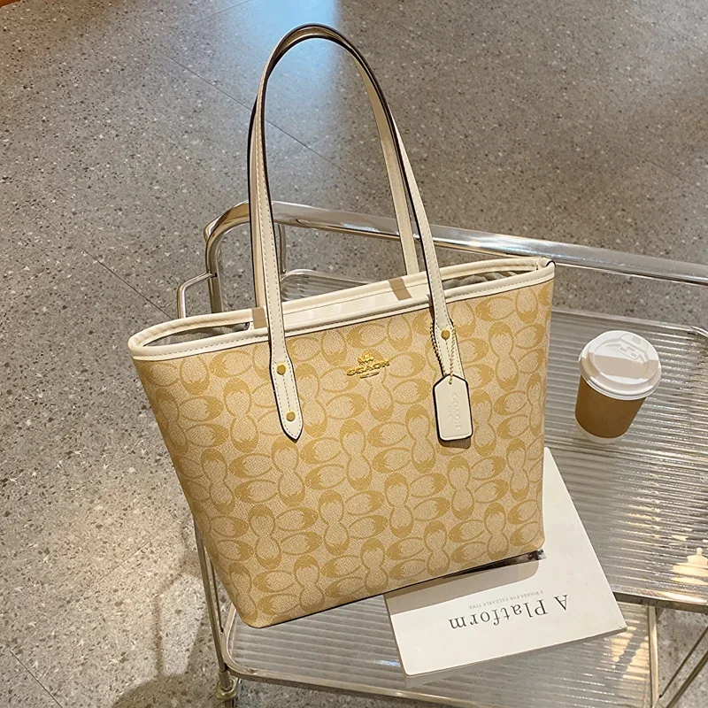 Bolsa tote popular para mulheres feita de couro genuíno com design clássico elegante de designer de luxo