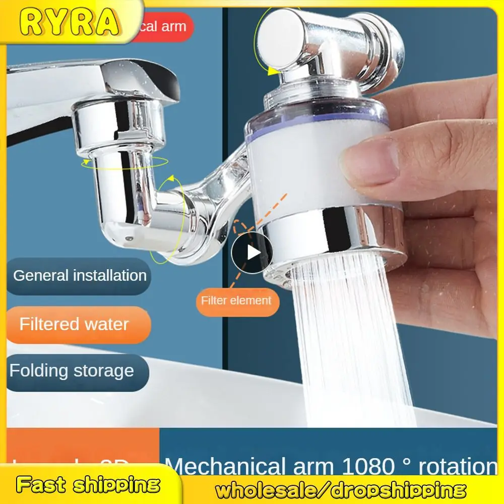 Foldable Storage Splash Filter Splash-proof Faucet Mechanical Arm Supercharged 1080 Degree Rotation Extender Faucet Universal