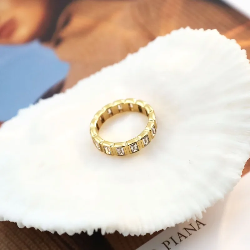 

New 18k Gold Inlaid with Zircon Ring Ins Style Personalized Ring Jewelry Women's Niche High-end Does Not Fade