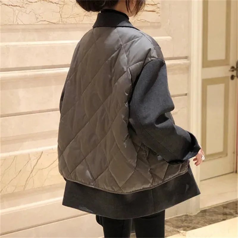 2022Autumn Winter New Black Fake Two-Piece Suit Collar Down Jacket Female Korean Style Jacket  Women Coat European Station Trend