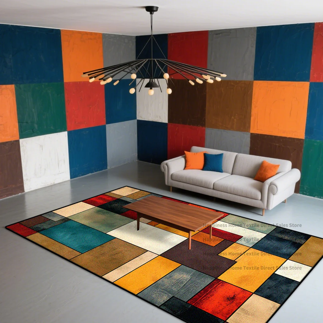 Geometric Carpet Living Room Bedroom Light Luxury Large Area Rugs for Home Decoration Abstract Non-slip Sofa Custom Floor Mats