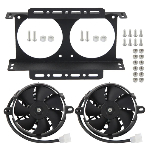 Imagen 2 del producto Cubierta del ventilador del enfriador de aceite con ventilador eléctrico individual o Bis-5,5 '' Universal 19 filas estilo Mocal 248mm cubierta de aluminio 12V 300W Kit negro