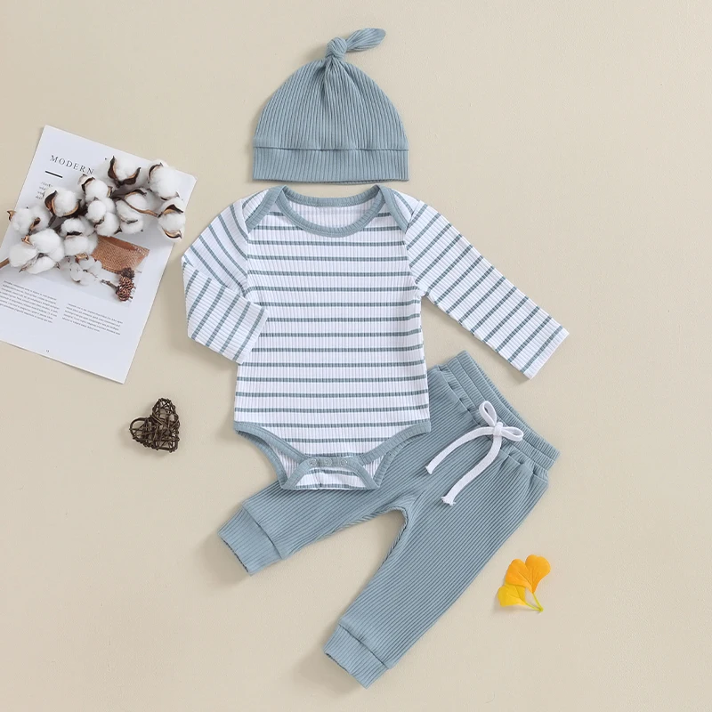 Mubineo 0 to 18 Months Infant Set Newborn Baby Boy Clothing Top and Bottom Set Striped Children's Fashion for Babies Boy Outfits