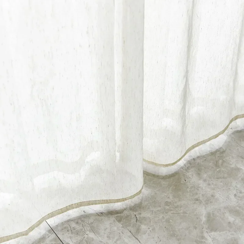 

Custom Size Nordic Simple Beige Linen Window Screen Japanese Style Living Room Bedroom Curtain Gauze Finished Tulle Curtain 1pc