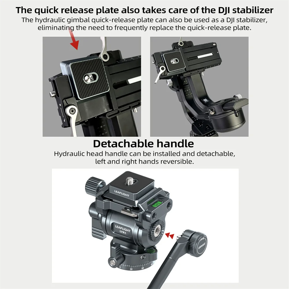 LEAPLIGHT Aluminum Panoramic Tripod Head Hydraulic Fluid Video Damping Head For Tripod Monopod DSLR Camera Holder Stand Mobile