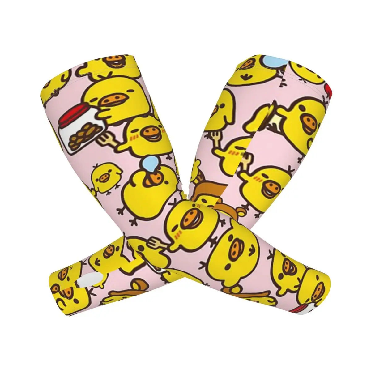 Cute Kiiroitori Pattern Outdoor Arm Sleeves Sun UV Protection Cover Summer Ice Silk Cycling Tattoo Sleeves