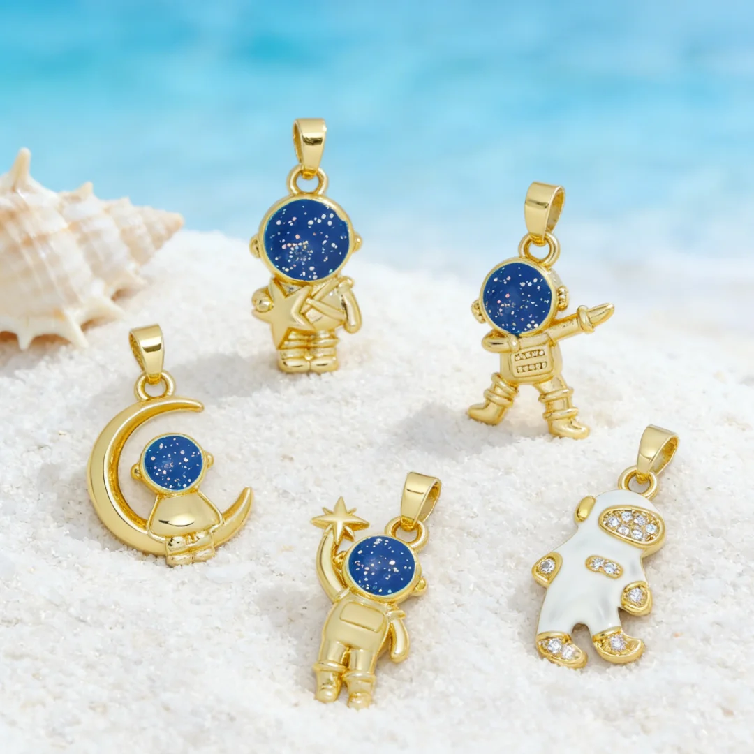 

Набор из 3 подвесок: латунные, эмалированные, блестящие, модные, в виде космонавтов, для изготовления украшений своими руками, для ожерелий, браслетов, аксессуаров для мужчин и женщин