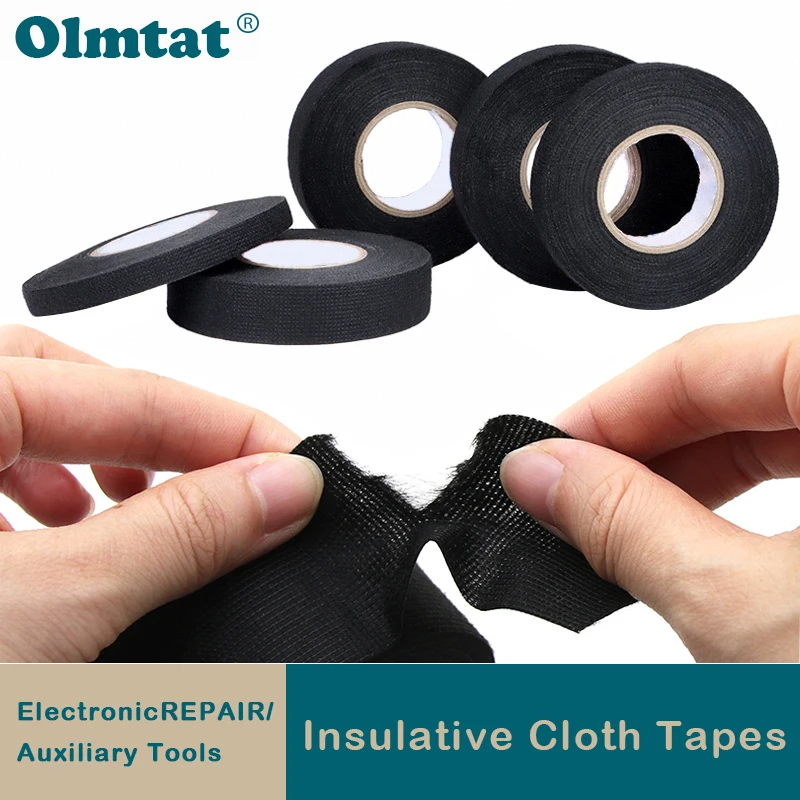 

Heat-resistant Adhesive Cloth Fabric Tape 15m/roll 9-50mm For Automotive Cable Tape Harness Wiring Loom Electrical Heat Tapes
