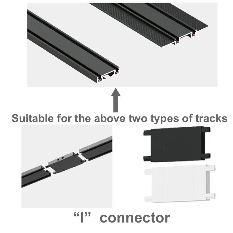 Ultrathin Magnetic Rail Track Connector Black White Sruface Mounted Recessed Led Spotlights Home 48V Power Input Module