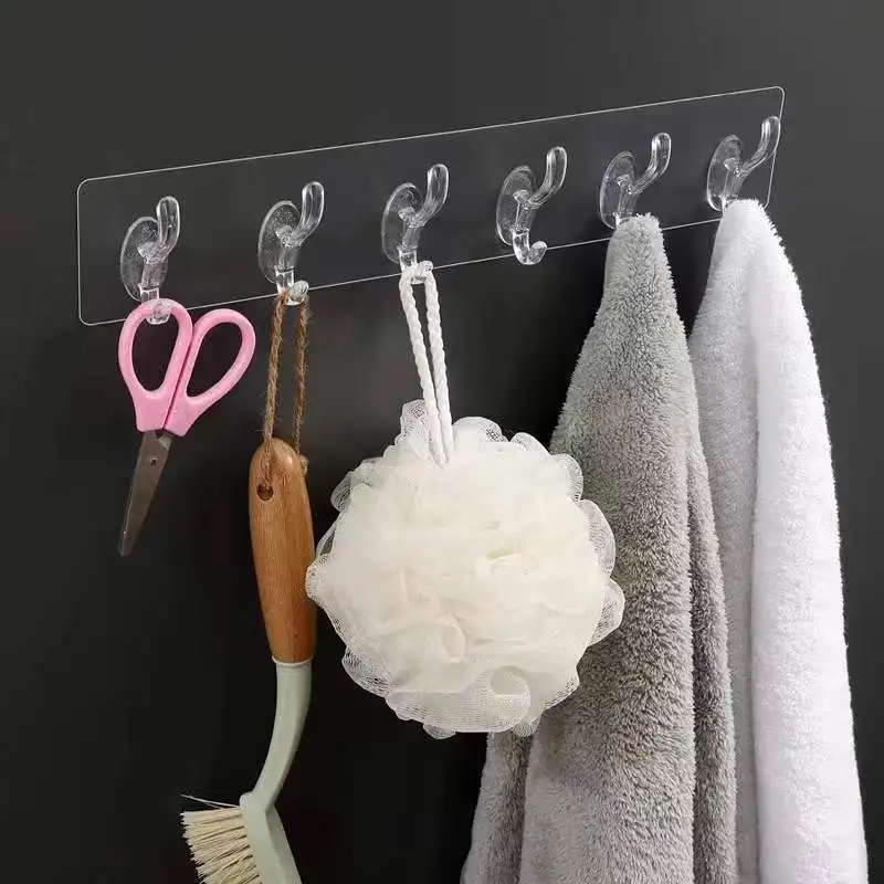 Self-adhesive Hooks Storage of Kitchen Cabinet Dishcloth Rack Adhesive Wall Hook Hanger Coat Hanging Stickers Hanging Rack