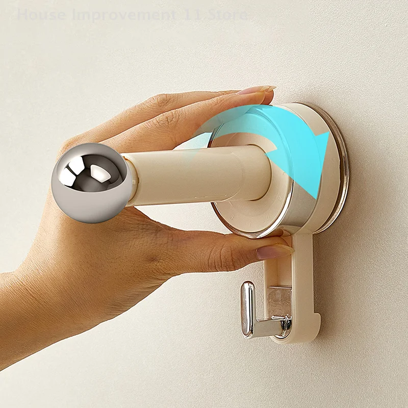 1Pc Retractable Clothes Drying Rack Punch-free Suction Cup Round Ball Hook Multifunctional Traceless Clothes And Hat Racks