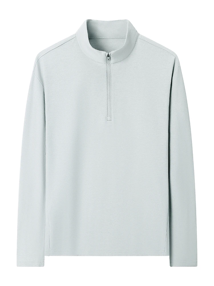 

Мужская повседневная толстовка с длинным рукавом и воротником-стойкой, базовый слой, весна-осень, модная, универсальная, из полиэфирного волокна, не мнется