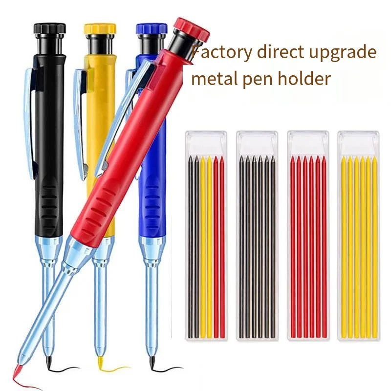 2.8mm Solid Carpenter Mechanical Pencil Woodworking Construction Long Head Graphite Pen Core Carpenter Pencil Stationery Supply