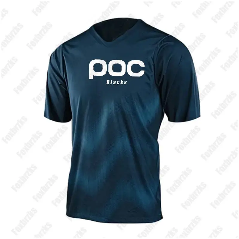 Blacks poc Team 2024 Moto Mtb T-shirt Motocross Jersey Short Sleeves Enduro Maillot Hombre DH BMX MX Cycling Downhill