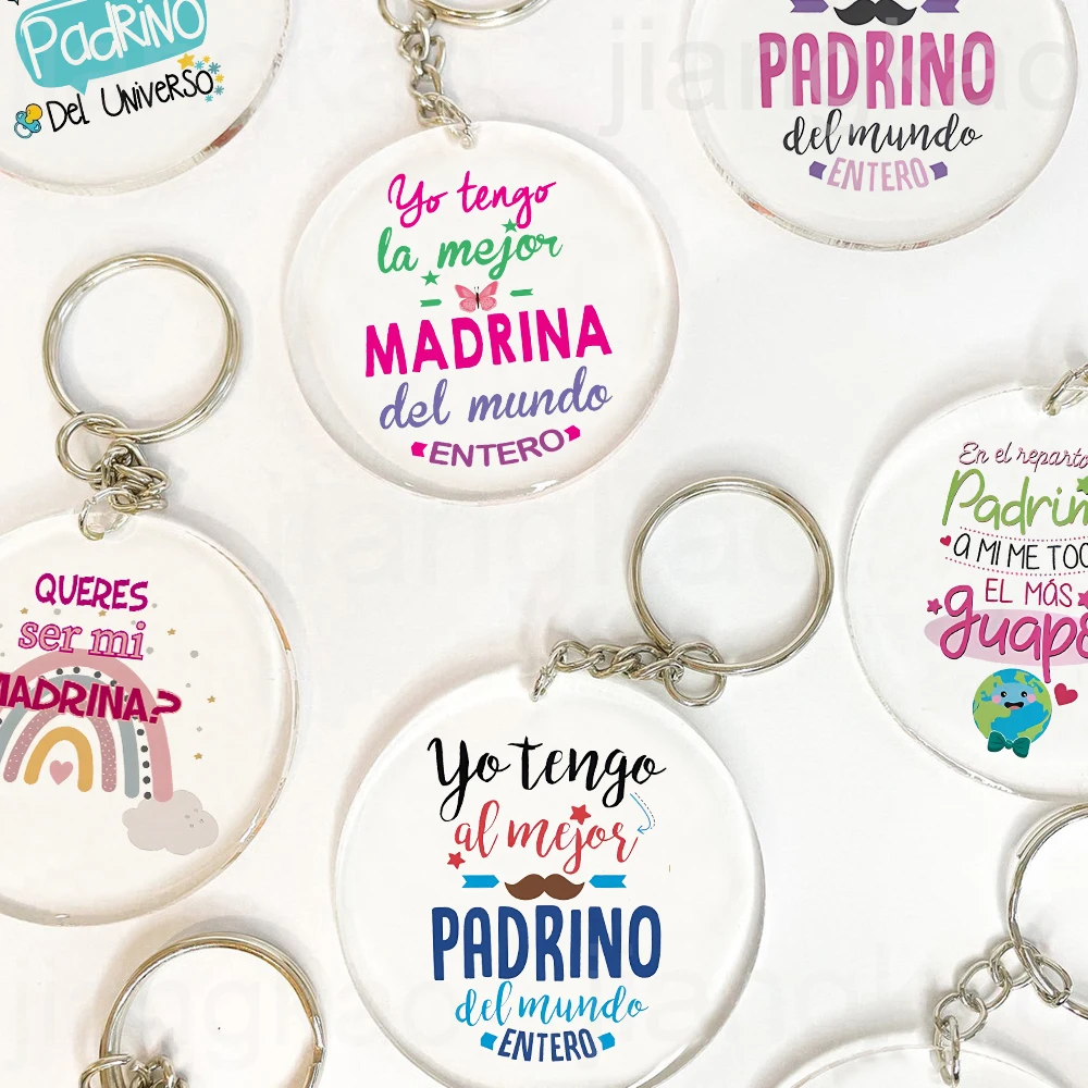 I Have The Best Godmother/Godfather in The Entire World Print Keychain Circle Key Ring Keyring Birthday Gift for Padrino Madrina