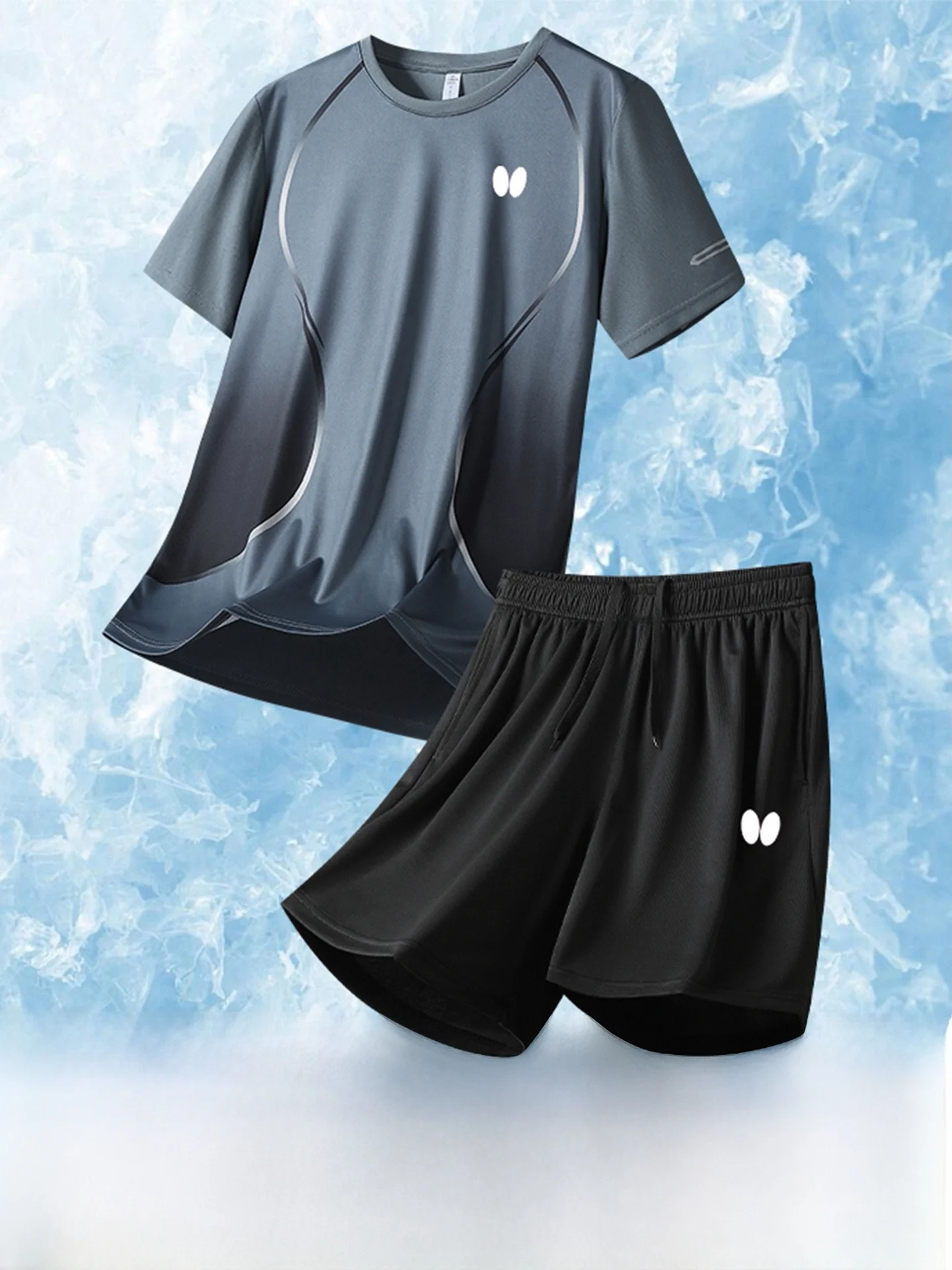 men's-and-women's-summer-new-badminton-short-sleeve-fitness-outdoor-sports-quick-dry-gradient-color-short-suit