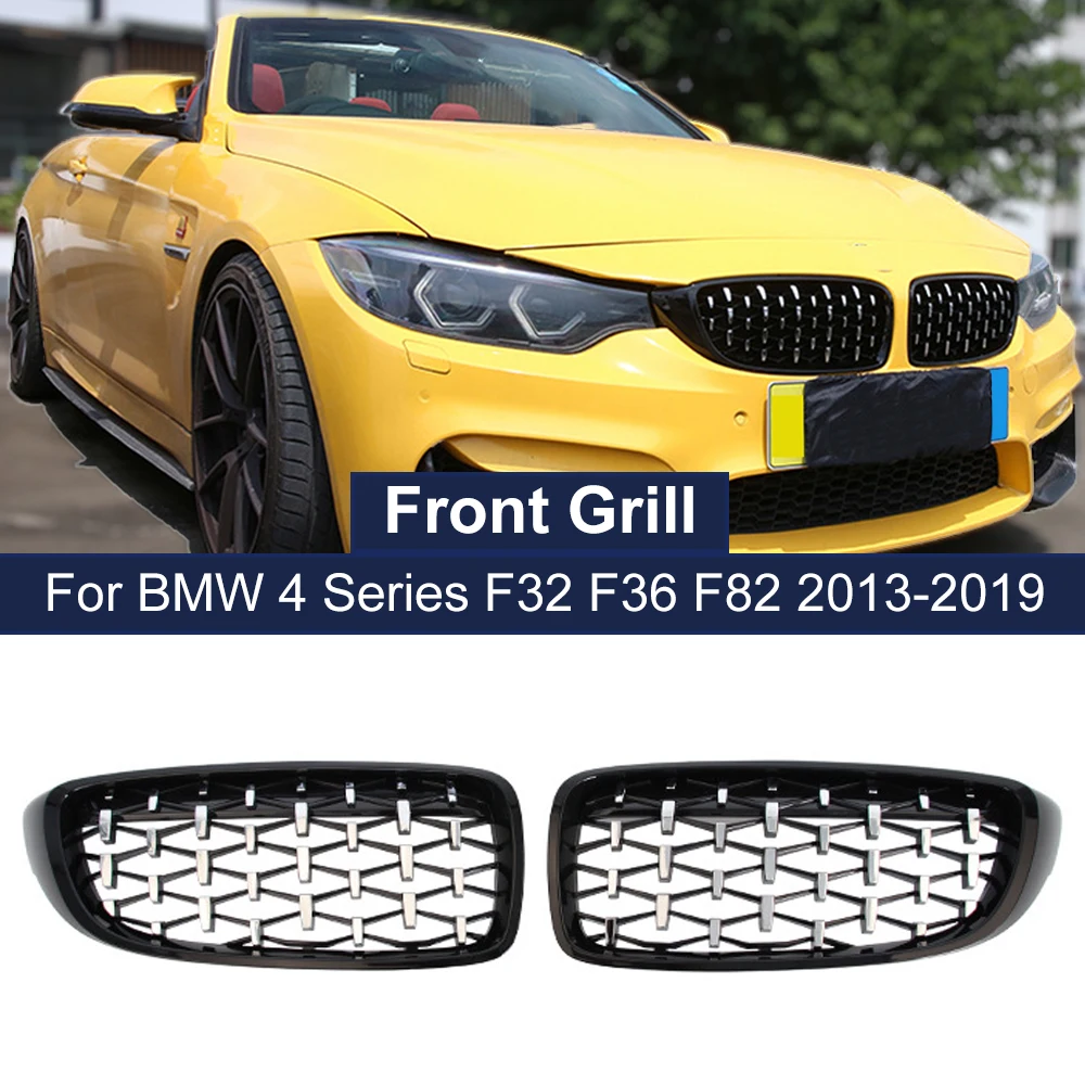 

Pop 2 PCS Front Bumper Diamond Kidney Grill Racing Grille For BMW F32 F33 F36 F80 F82 2013-2018 Cabriolet Coupe 425i 430i 440i