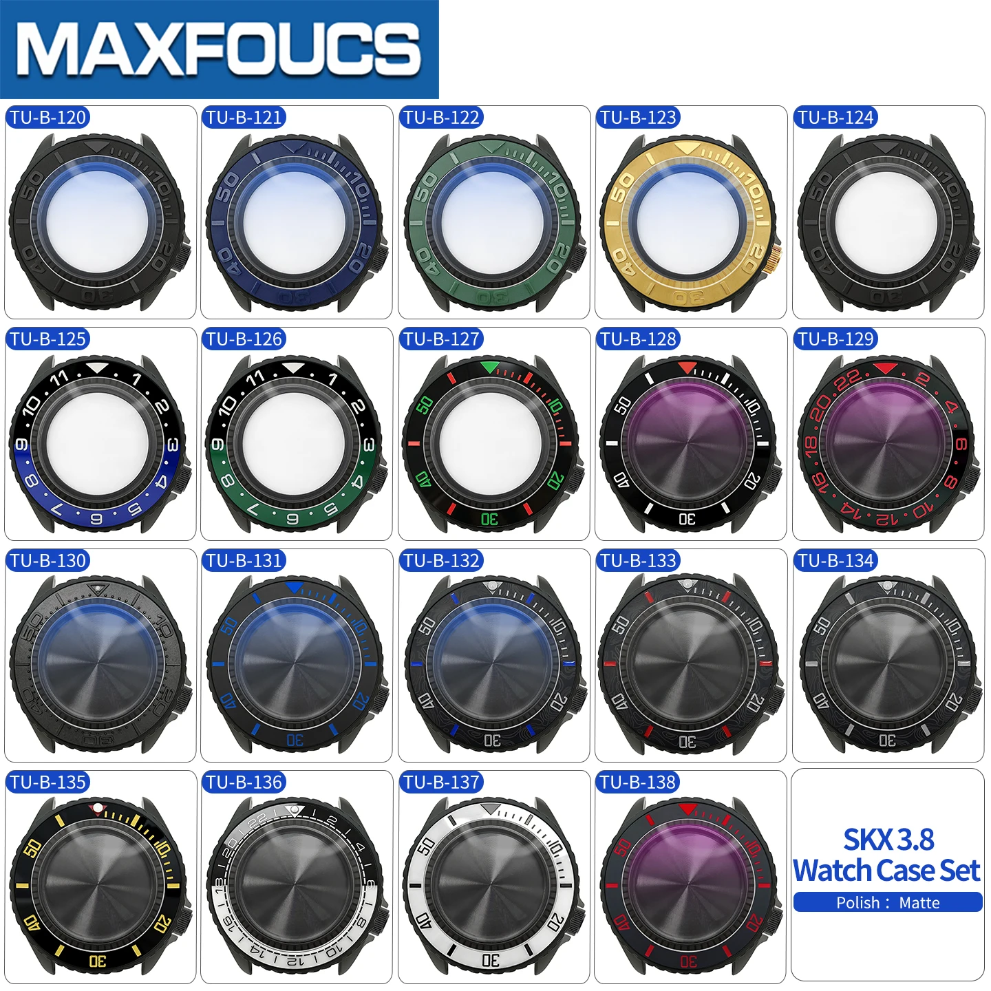 Turbine SKX 3.8 Uhrengehäuse-Set Schwarz Matt Passend für NH35/NH36/NH34 MOD Uhrengehäuse Teile Saphir-Einsatz Krone Kundenspezifisches Zubehör – Detail 3