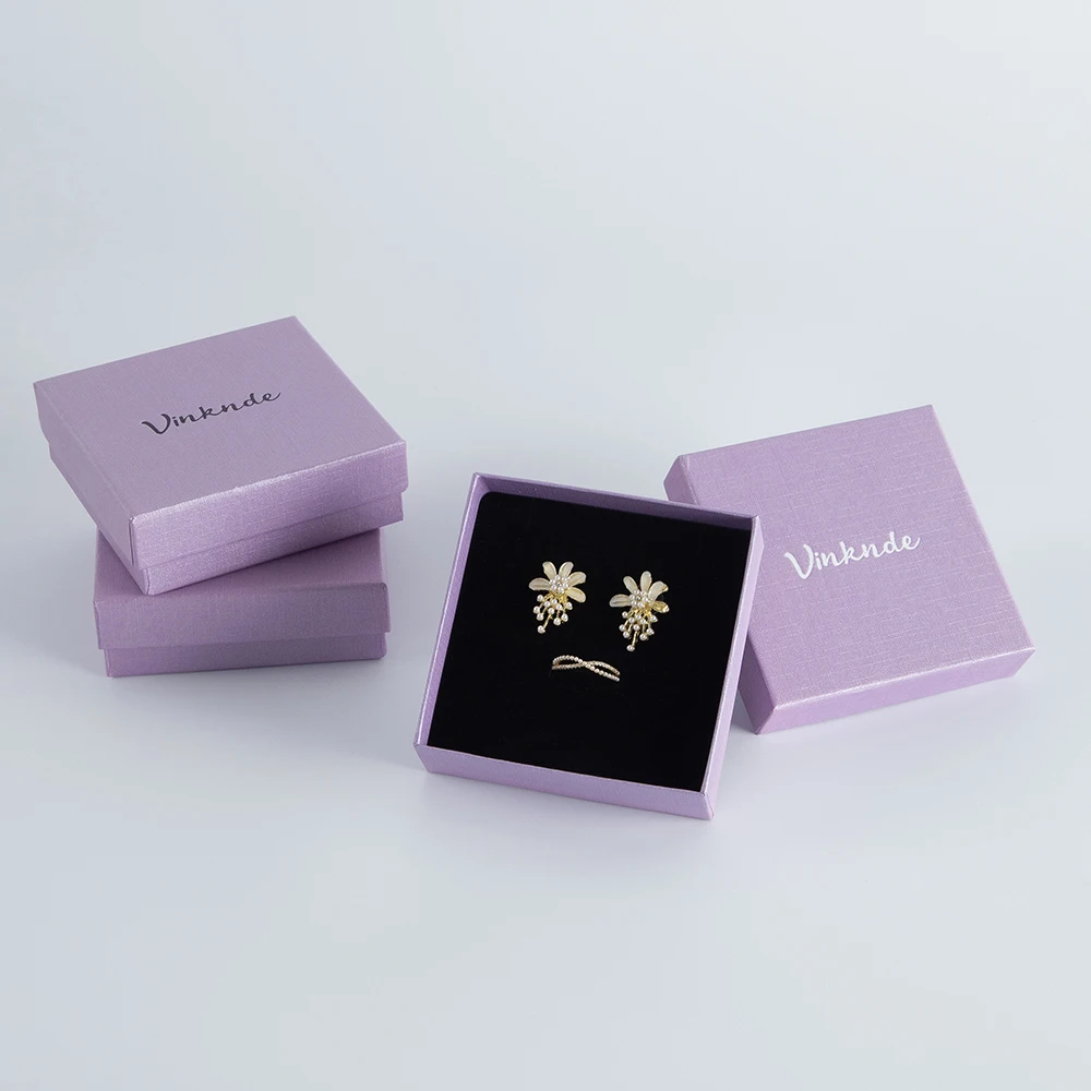 Personalized Logo Jewelry Paper Box White Black Kraft Cardboard Boxes Ring Earrings Bracelet Pendant Packaging Case Wedding Gift - Image 6